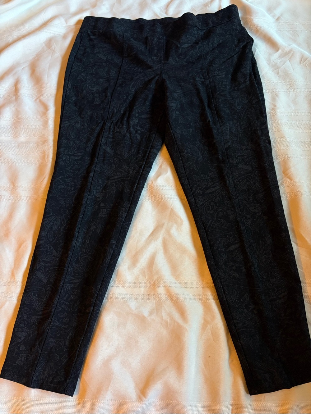 Style & Co. Black Paisley-Textured Pull-On Skinny Pants
